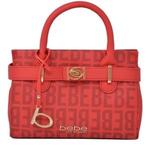 Women’s “Evie” Bebe print small satchel.